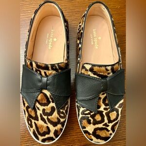 Kate Spade New York Delise leopard print black bow slip on size 8.5 EUC
